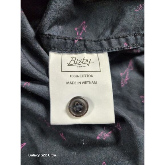 Bixby Nomad Mens Short Sleeve Button Up XL Sharks Navy Office Career Vacation - Picture 4 of 6